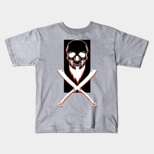 Skull & machete black & white Kids T-Shirt by Skull-blades